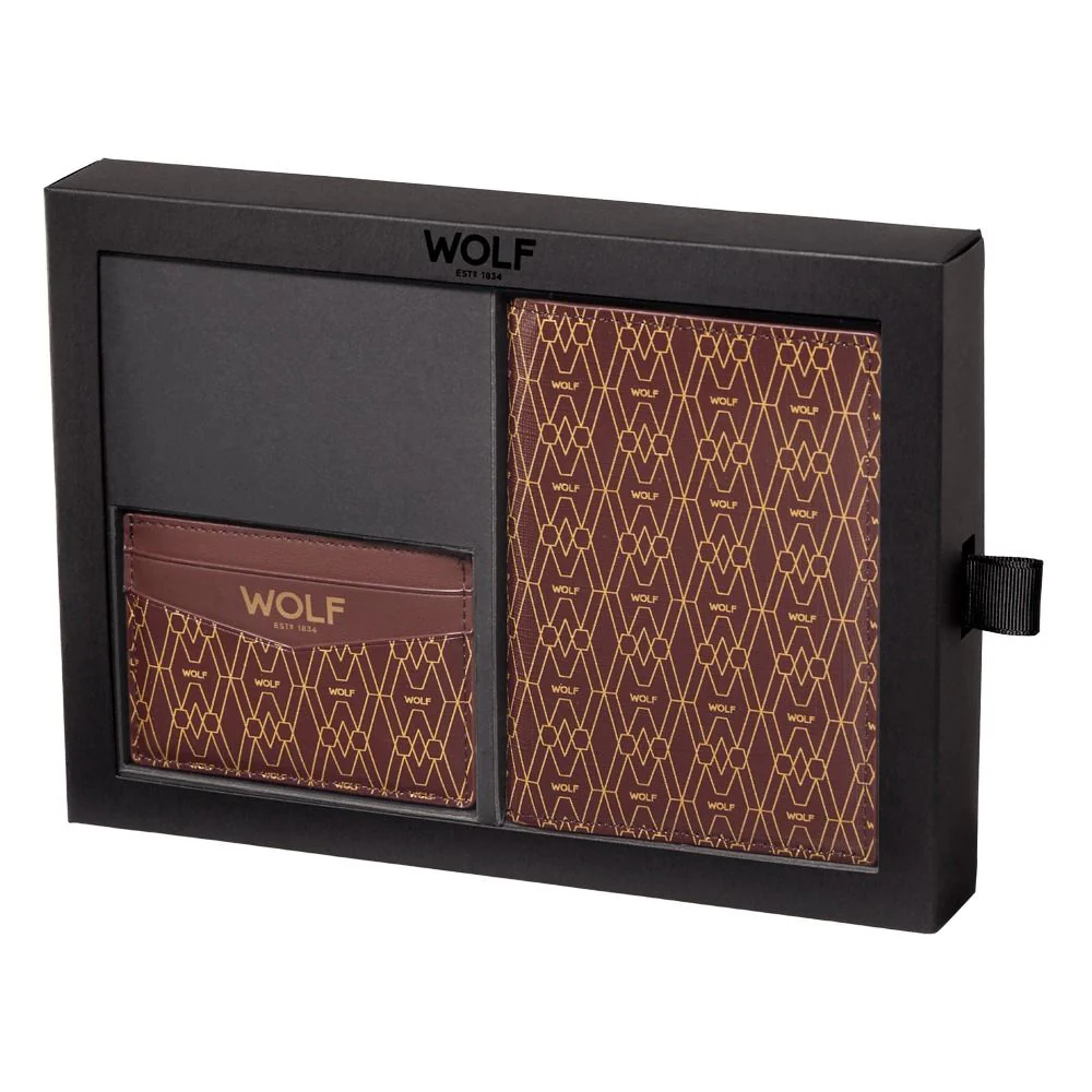 Wolf Signature Passport and Card Case Brown Gift Set - Image 3
