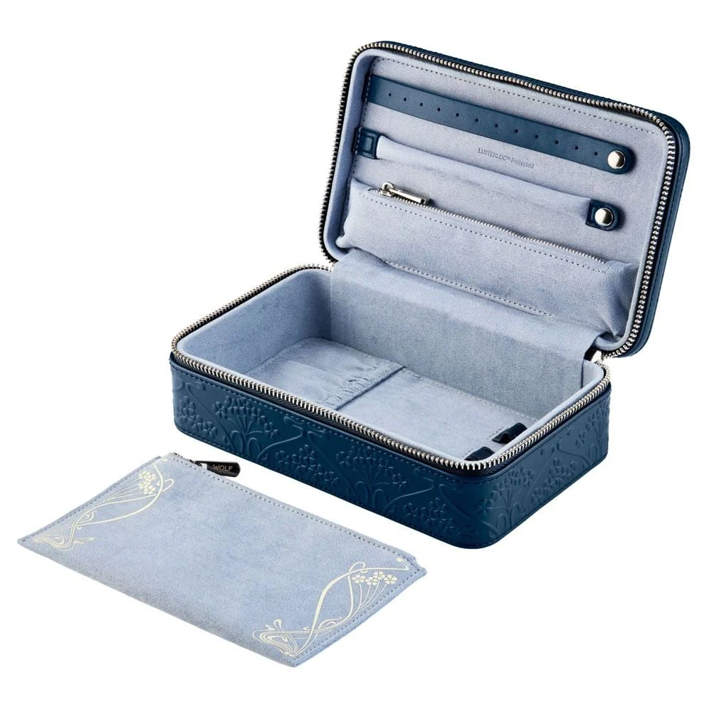 WOLF X LIBERTY All Over Ianthe Medium Jewellery Zip Case - Navy - Image 4