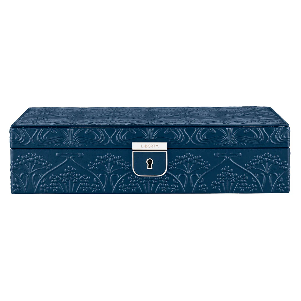 WOLF X LIBERTY All Over Ianthe Medium Navy Jewellery Box