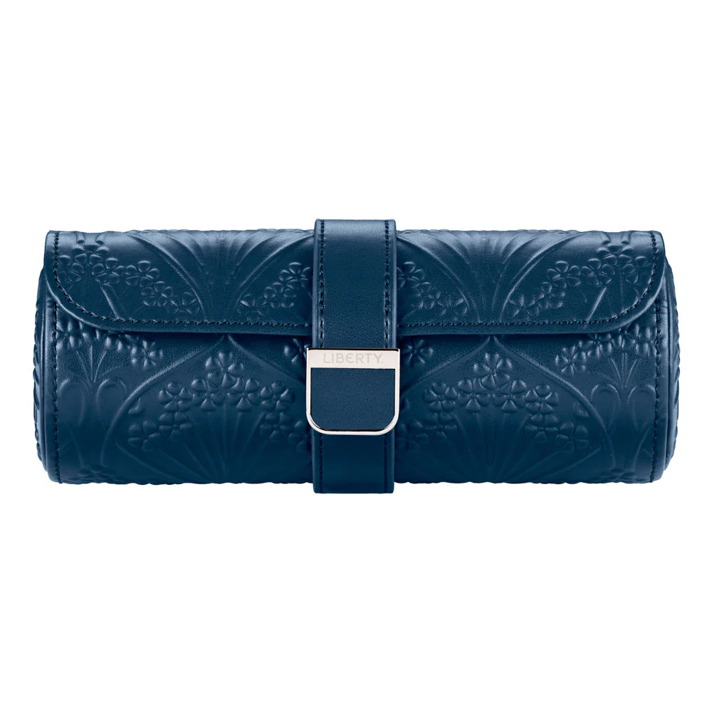 WOLF X LIBERTY All Over Ianthe Navy Triple Watch Roll