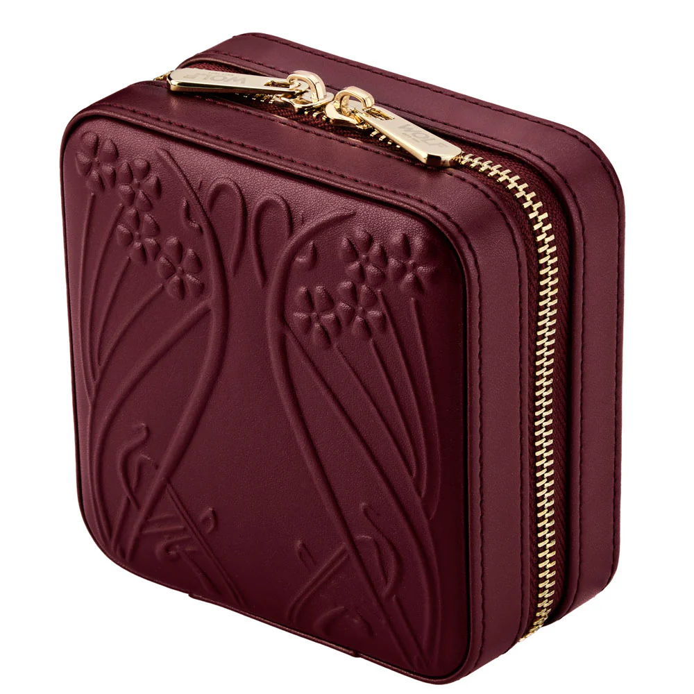 WOLF X LIBERTY Ianthe Burgundy Small Travel Jewellery Zip Case - Image 3
