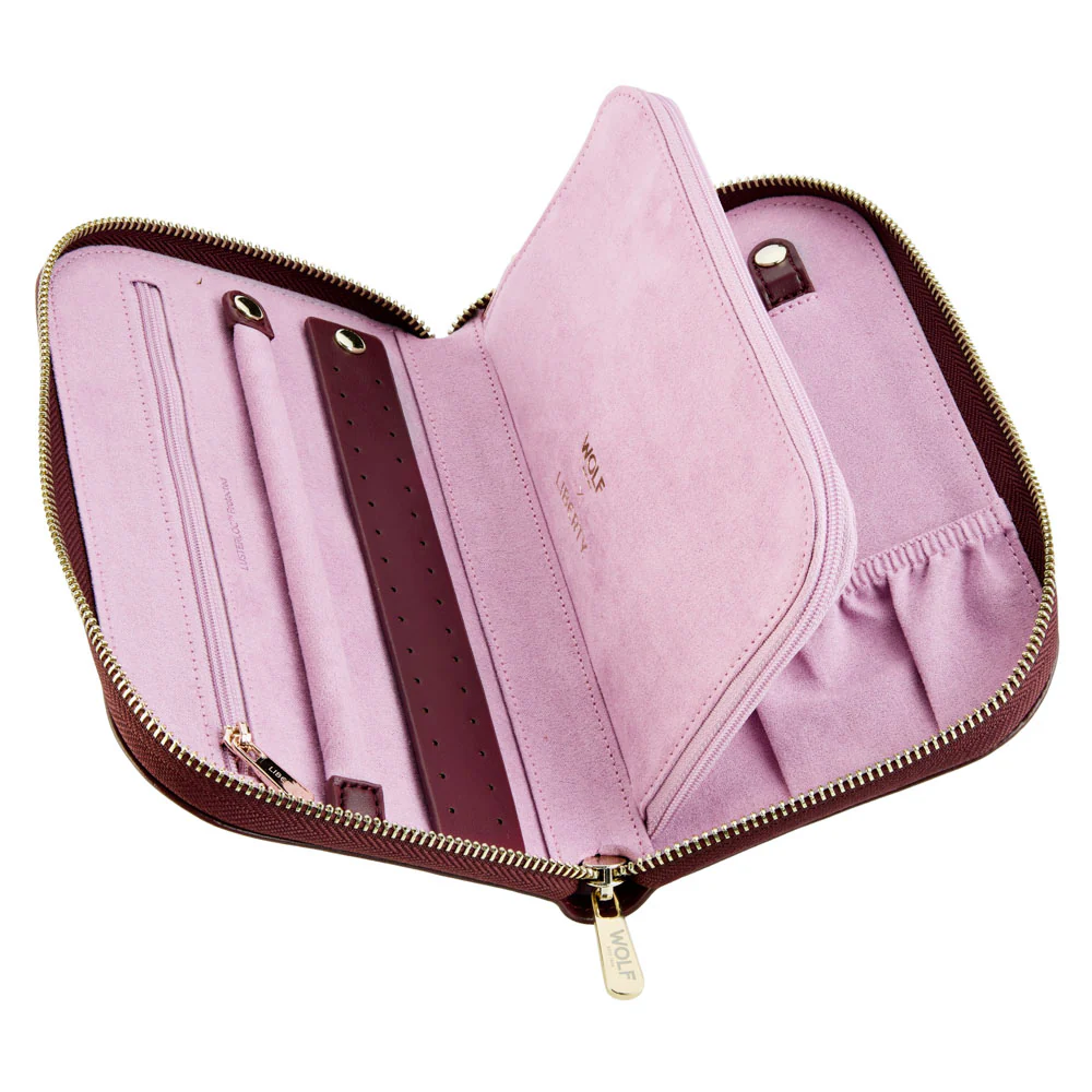 WOLF X LIBERTY Ianthe Burgundy Travel Jewellery Portfolio - Image 2
