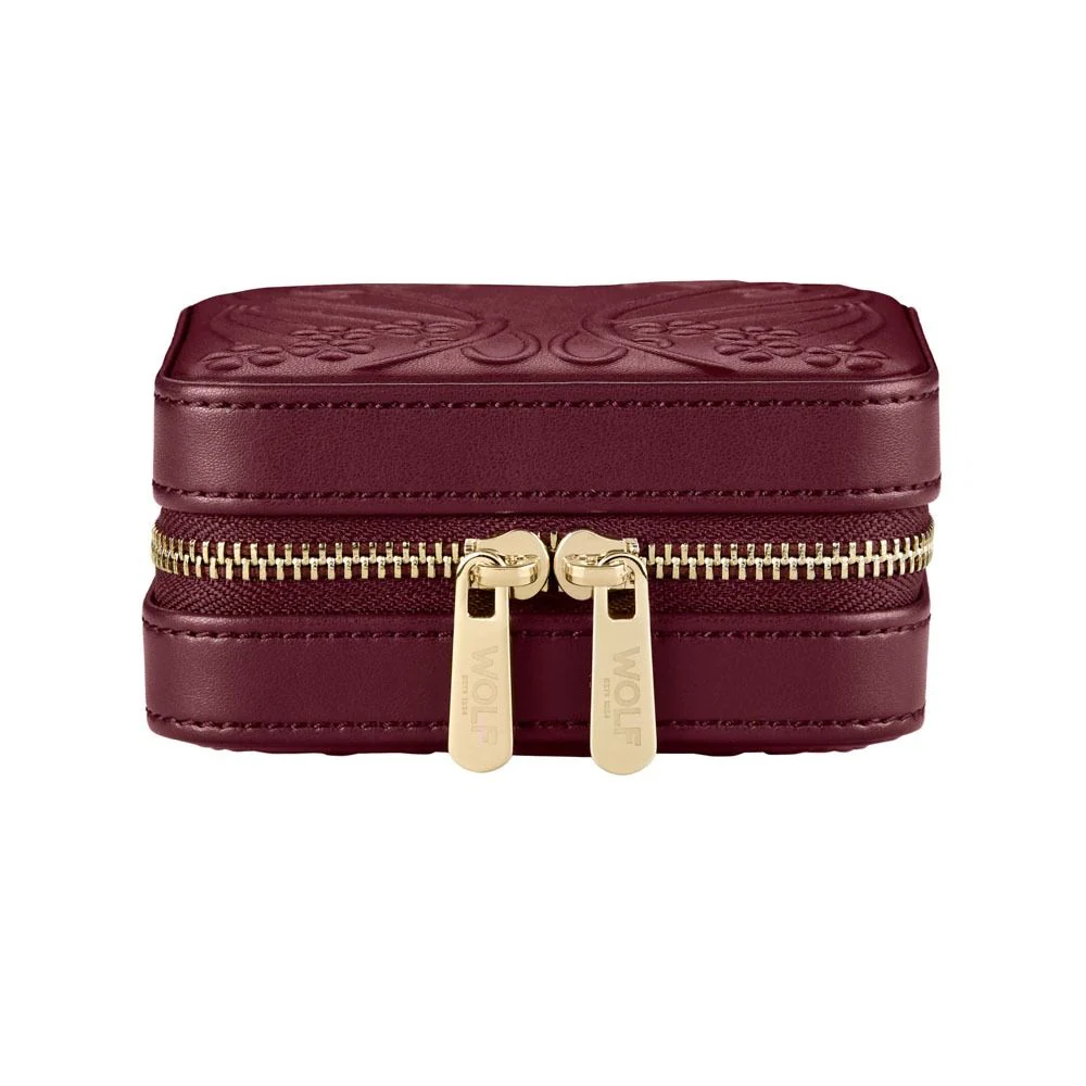 WOLF X LIBERTY Ianthe Small Travel Jewellery Zip Case - Burgundy - ONLINE EXCLUSIVE