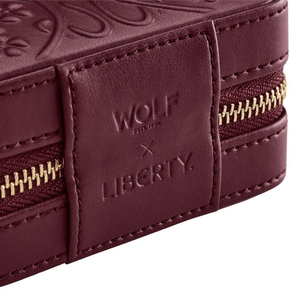 WOLF X LIBERTY Ianthe Small Travel Jewellery Zip Case - Burgundy - ONLINE EXCLUSIVE - Image 2