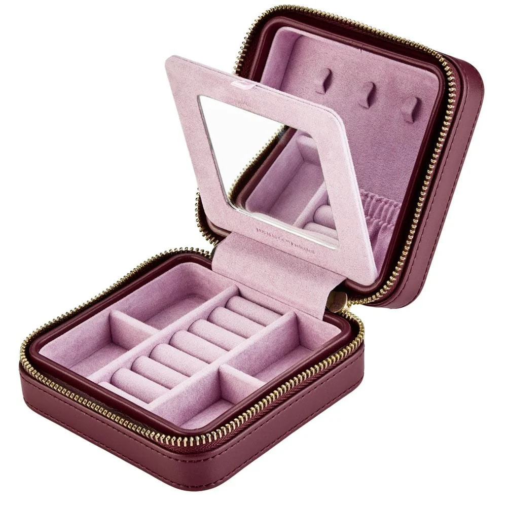 WOLF X LIBERTY Ianthe Small Travel Jewellery Zip Case - Burgundy - ONLINE EXCLUSIVE - Image 3