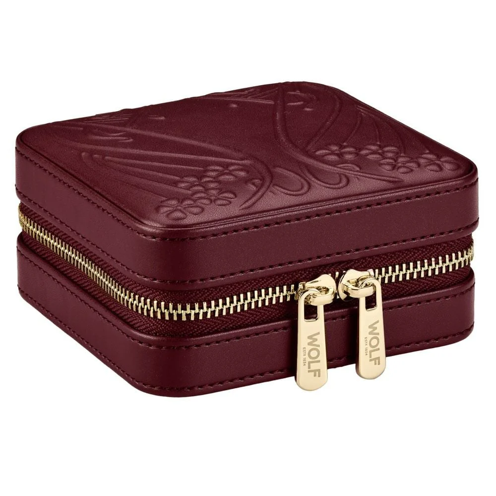WOLF X LIBERTY Ianthe Small Travel Jewellery Zip Case - Burgundy - ONLINE EXCLUSIVE - Image 7