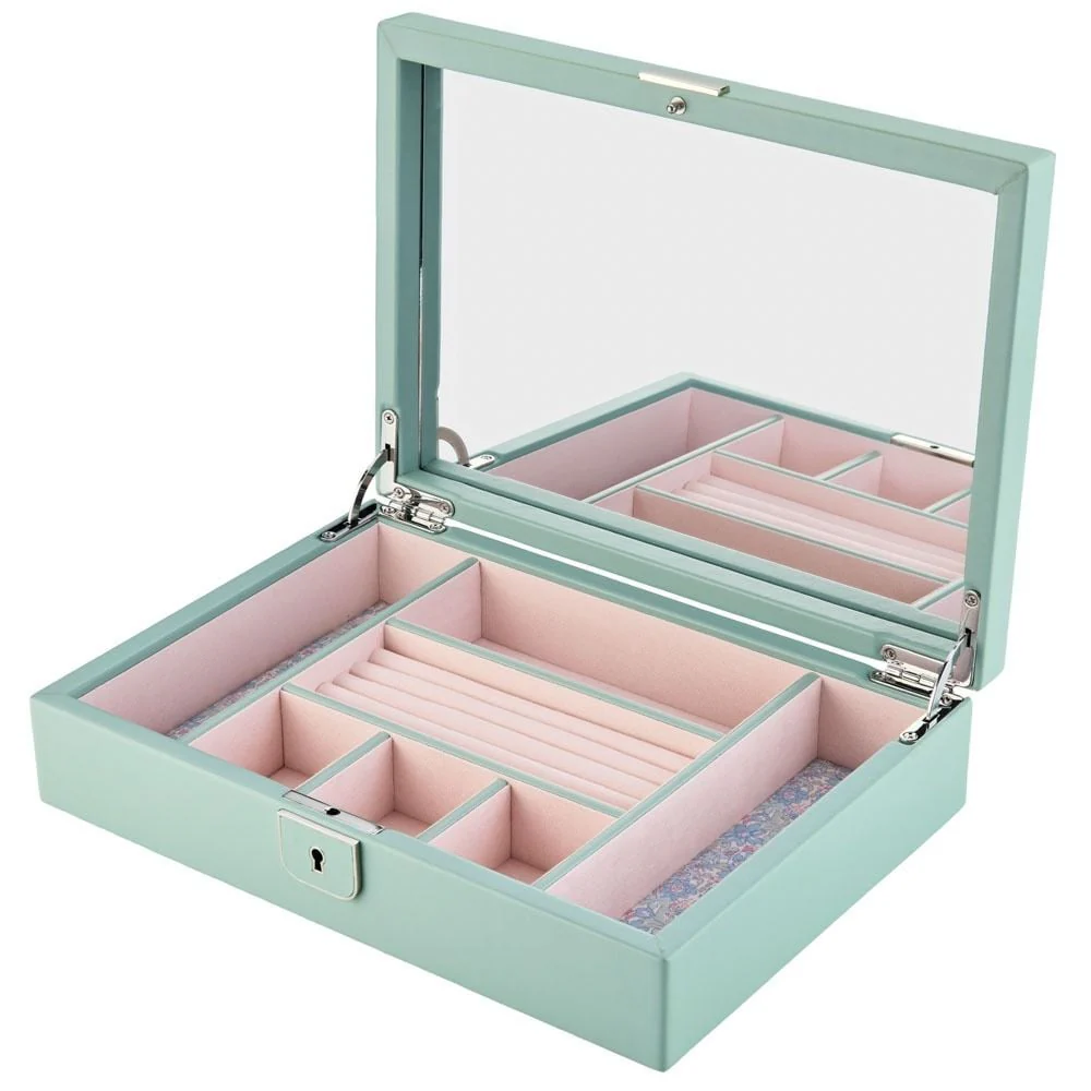 WOLF X LIBERTY Julia Interior Print Medium Jewellery Box - Sage Green - Image 3