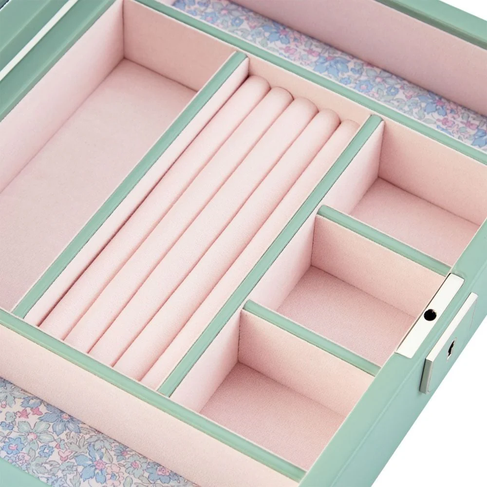 WOLF X LIBERTY Julia Interior Print Medium Jewellery Box - Sage Green - Image 4