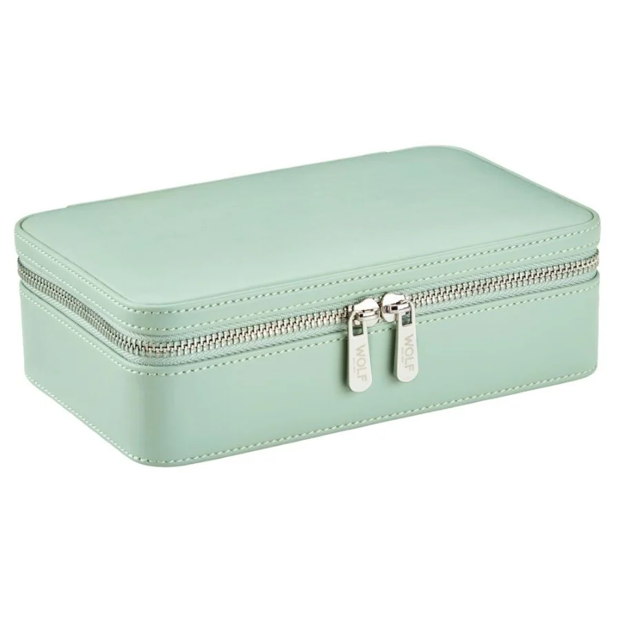 WOLF X LIBERTY Julia Interior Print Medium Jewellery Zip Case - Sage Green - Image 2