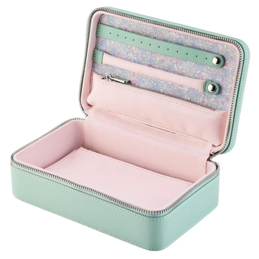 WOLF X LIBERTY Julia Interior Print Medium Jewellery Zip Case - Sage Green - Image 3
