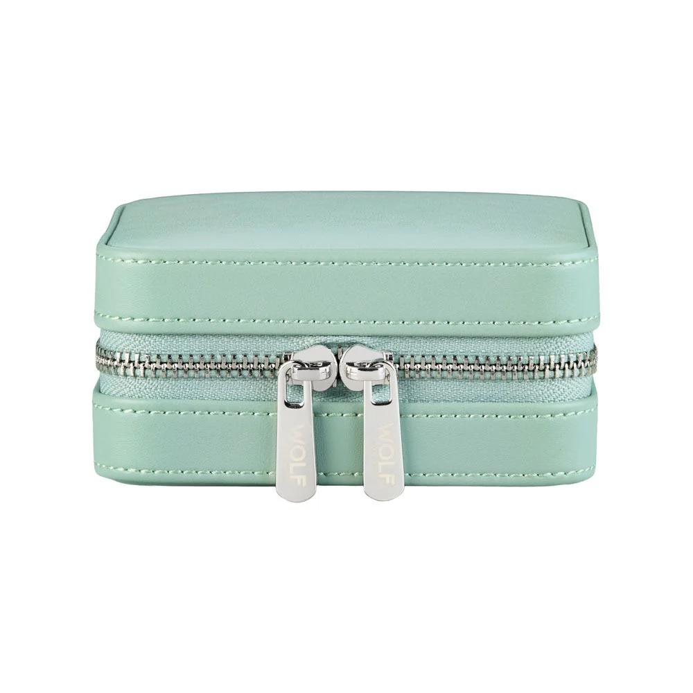 WOLF X LIBERTY Julia Interior Print Small Travel Jewellery Zip Case - Sage Green - ONLINE EXCLUSIVE