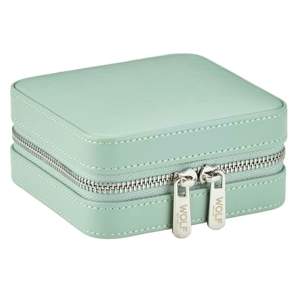 WOLF X LIBERTY Julia Interior Print Small Travel Jewellery Zip Case - Sage Green - ONLINE EXCLUSIVE - Image 4