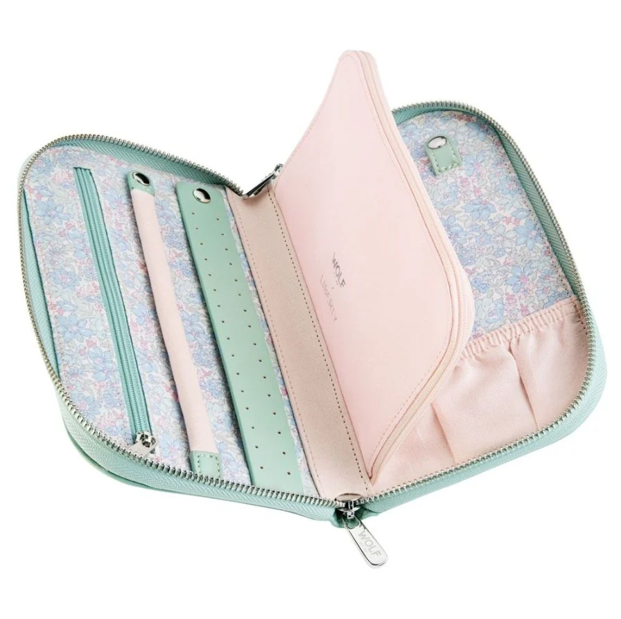 WOLF X LIBERTY Julia Interior Print Travel Jewellery Portfolio - Sage Green - Image 3
