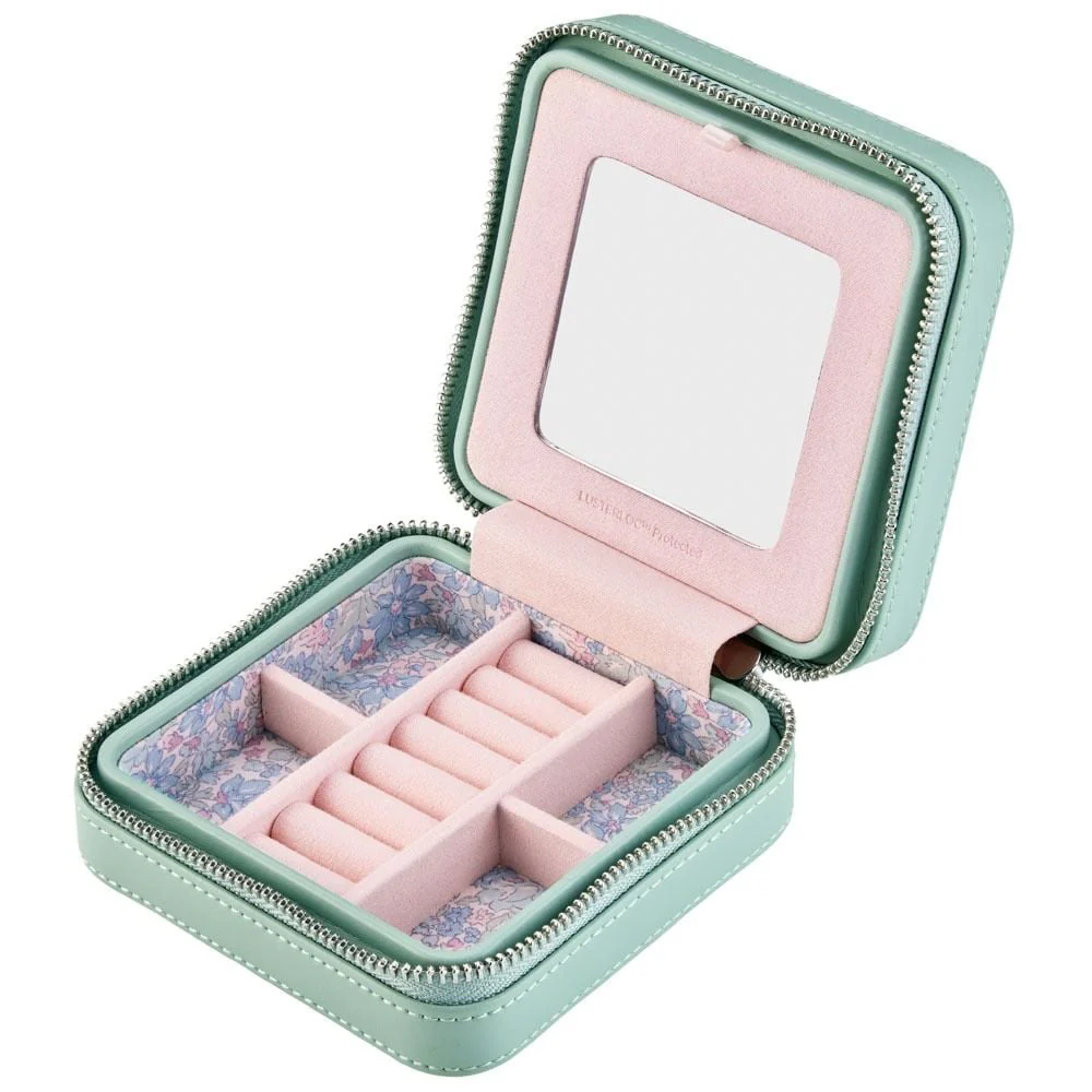 WOLF X LIBERTY Julia Interior Print Small Travel Jewellery Zip Case - Sage Green- ONLINE EXCLUSIVE - Image 6