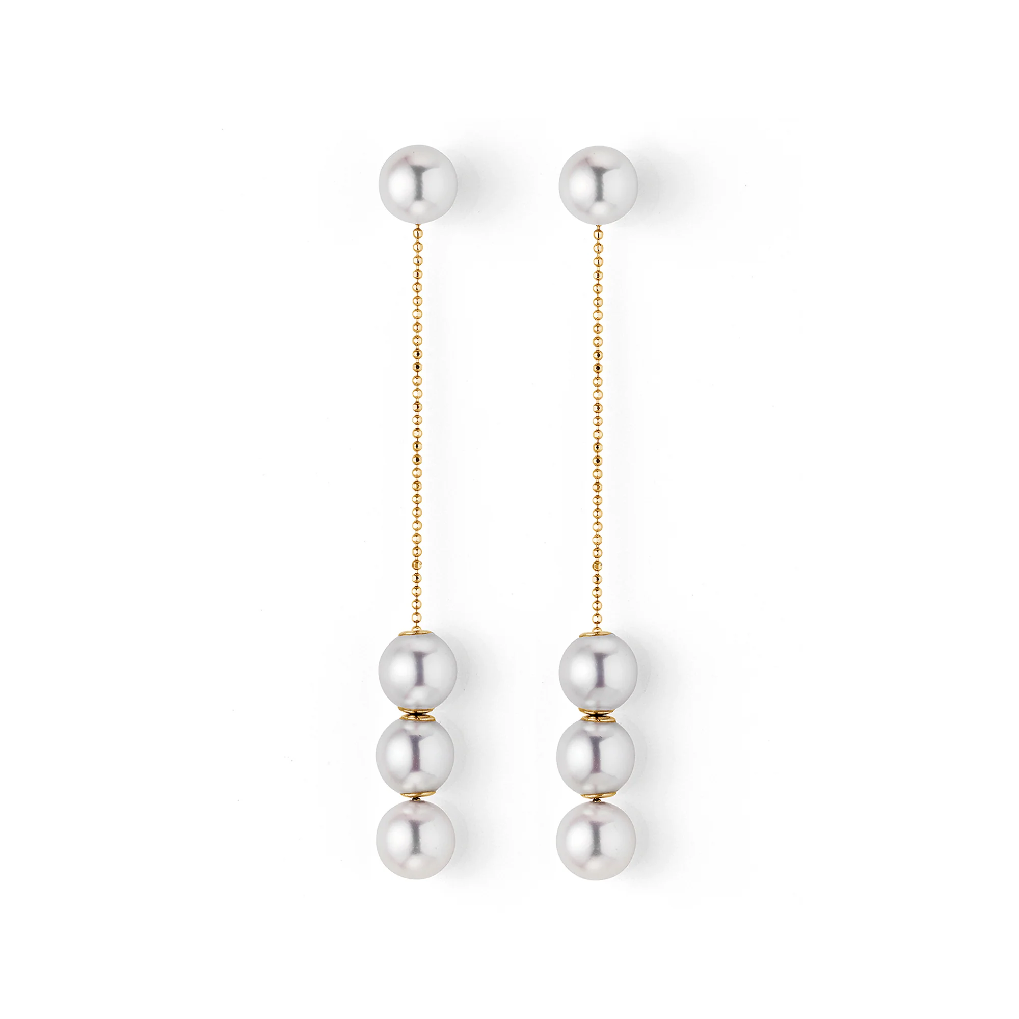 Yana Nesper Akoya Pearl 18ct Yellow Gold Chain Drop Earrings - Image 2