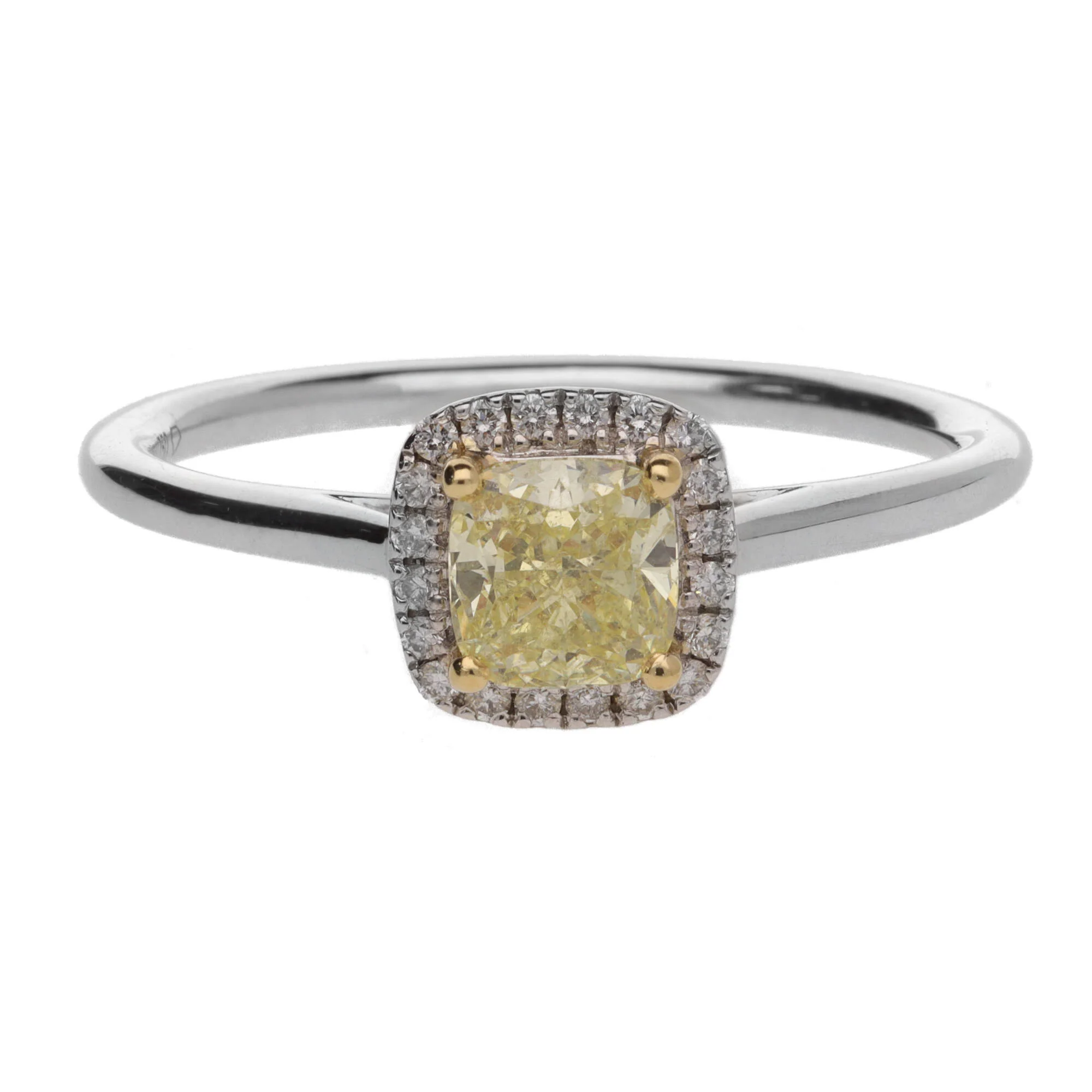 Yellow Diamond 18ct Yellow and White Gold Cluster Ring - Image 2